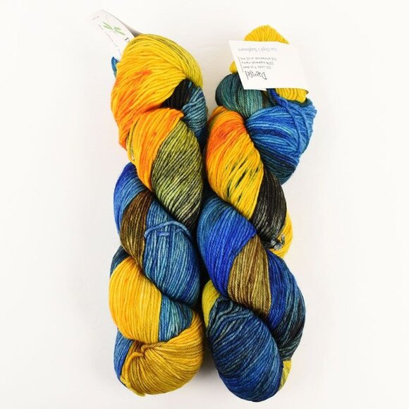 Dragonfly Fibers Damsel Yarn 2 Skeins SW Merino Van Goghs Sunflowers Colorway